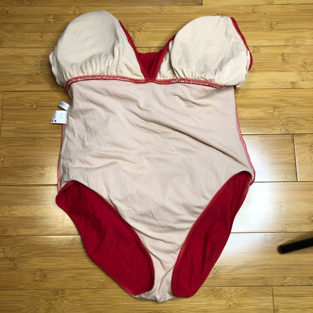 AB Lambdin Red Halter Pinup Swim suit built in Girdle sz 14  L Marilyn - Picture 6 of 10